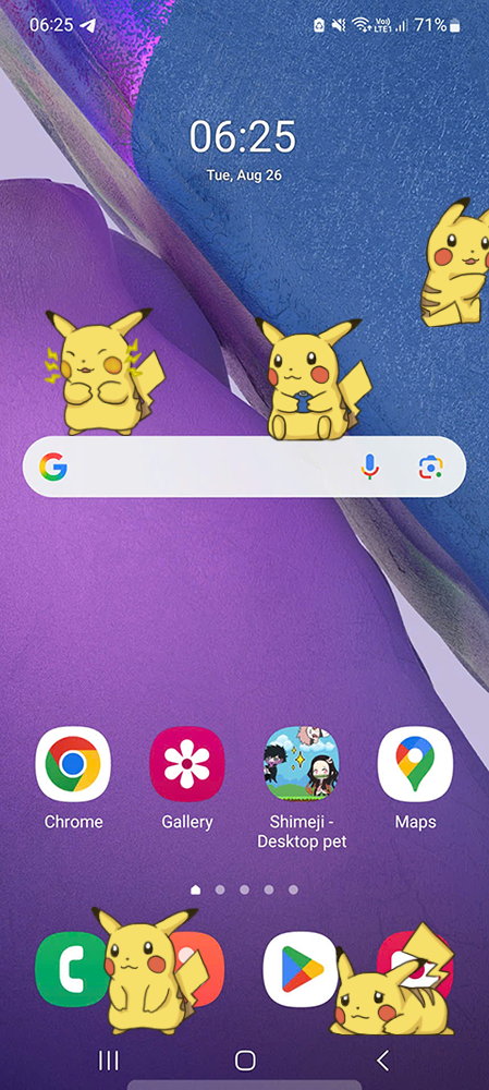 Pikachu Shimeji on Mobile