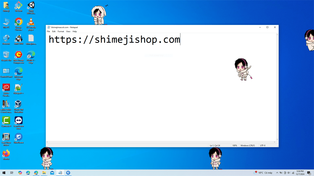 Psyche Orihara Shimeji on Desktop