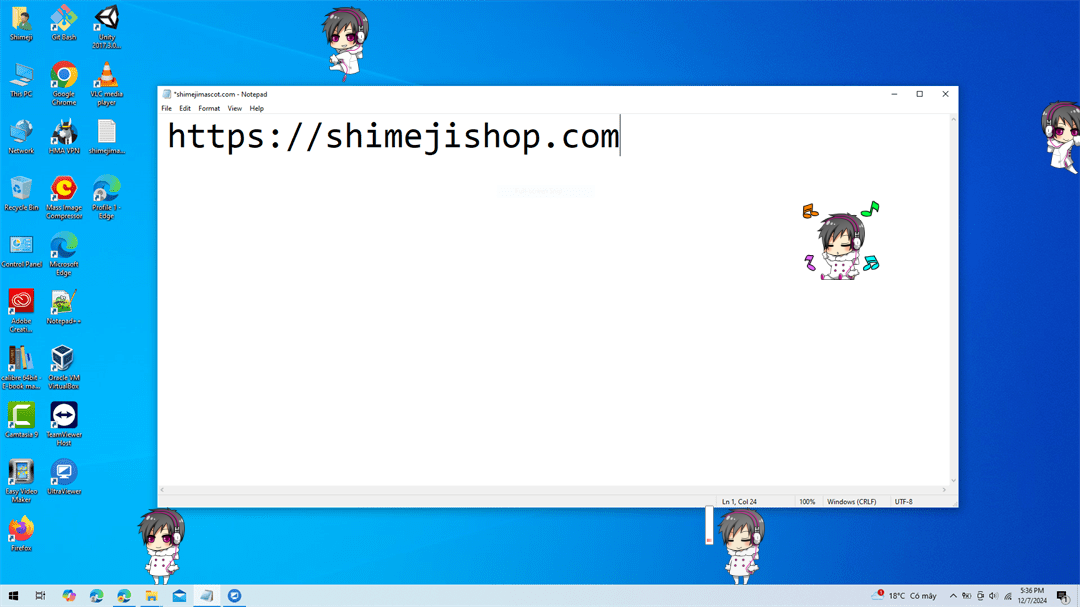 Psyche Orihara Shimeji on Desktop