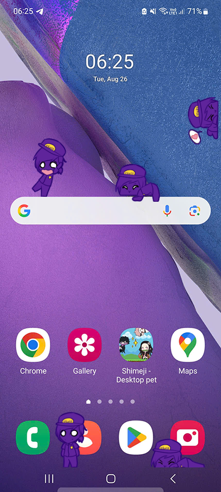 Purple Guy Shimeji on Mobile