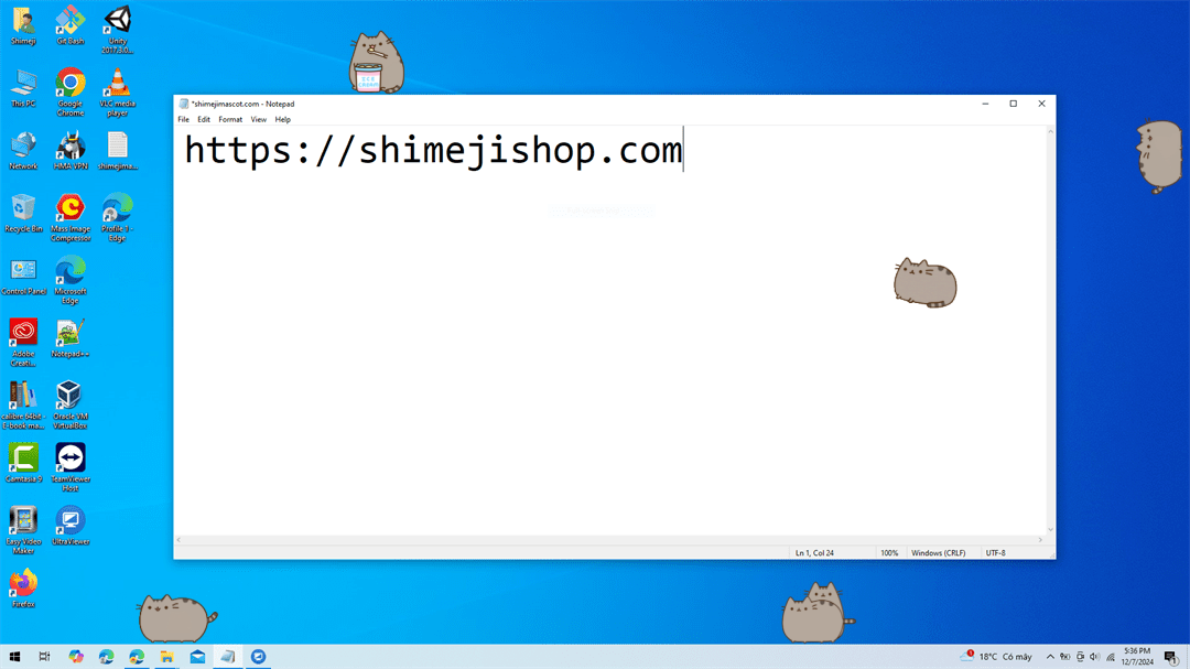 Pusheen the cat Shimeji on Desktop
