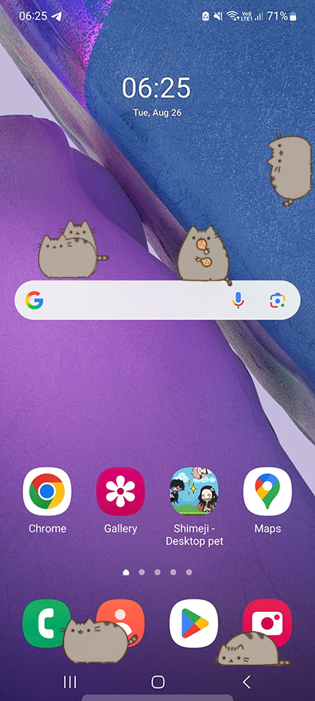 Pusheen the cat Shimeji on Mobile