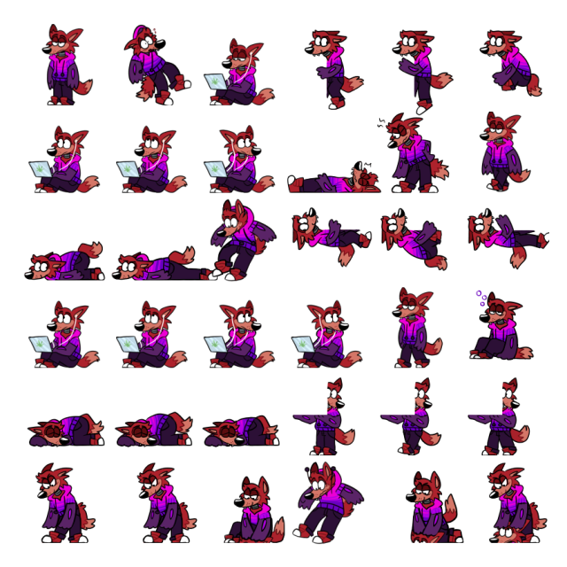 Pyro Foxy Shimeji Sprite Preview