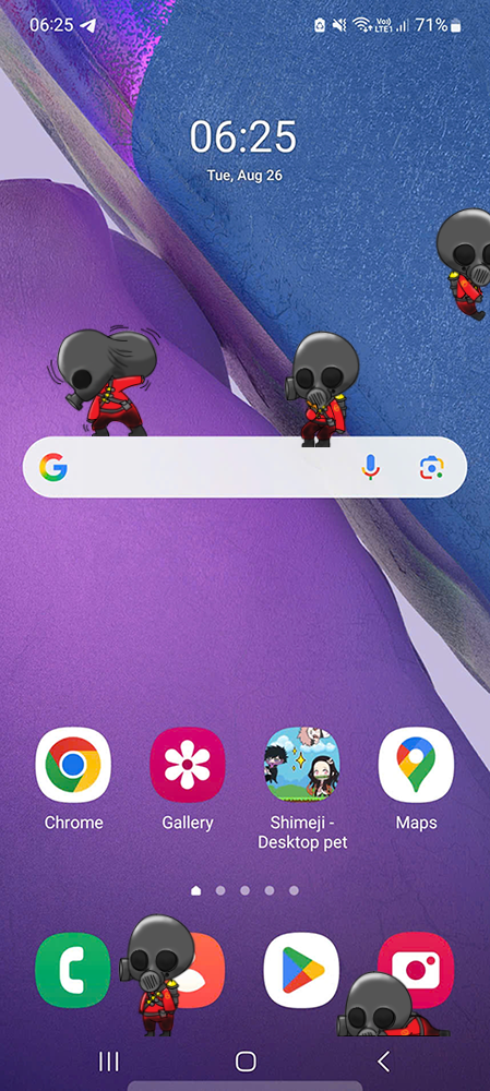 Pyro Shimeji on Mobile