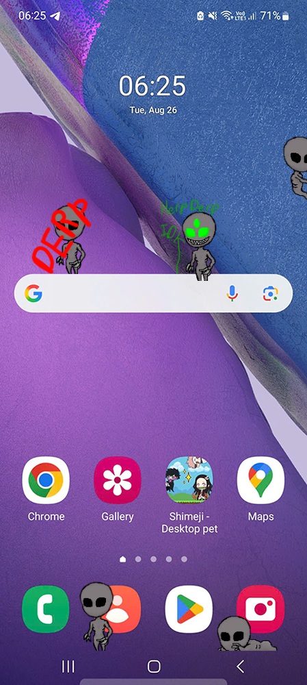 Rake Shimeji on Mobile