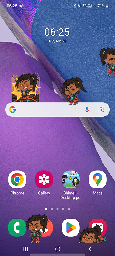 Rampart Shimeji on Mobile