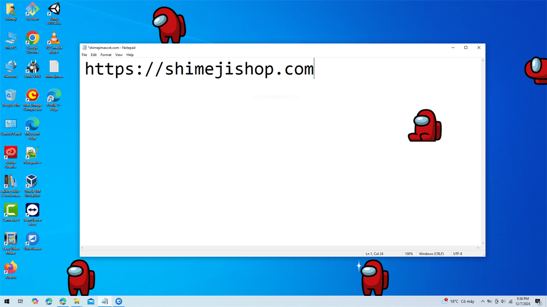 Red Shimeji on Desktop