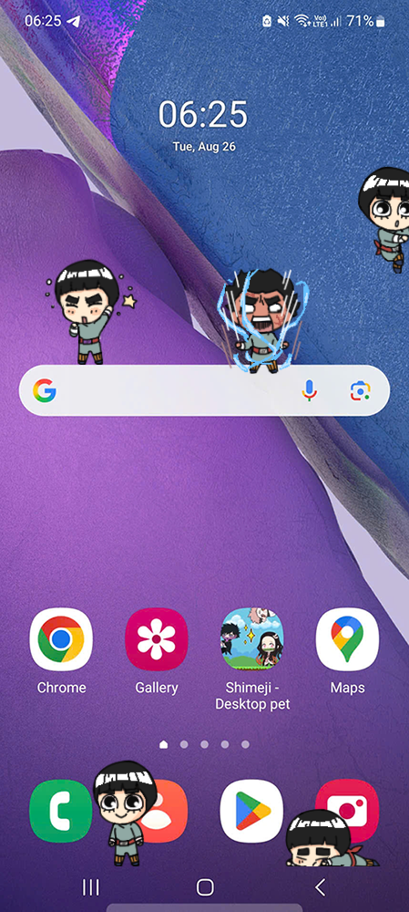 Rock Lee Shimeji on Mobile