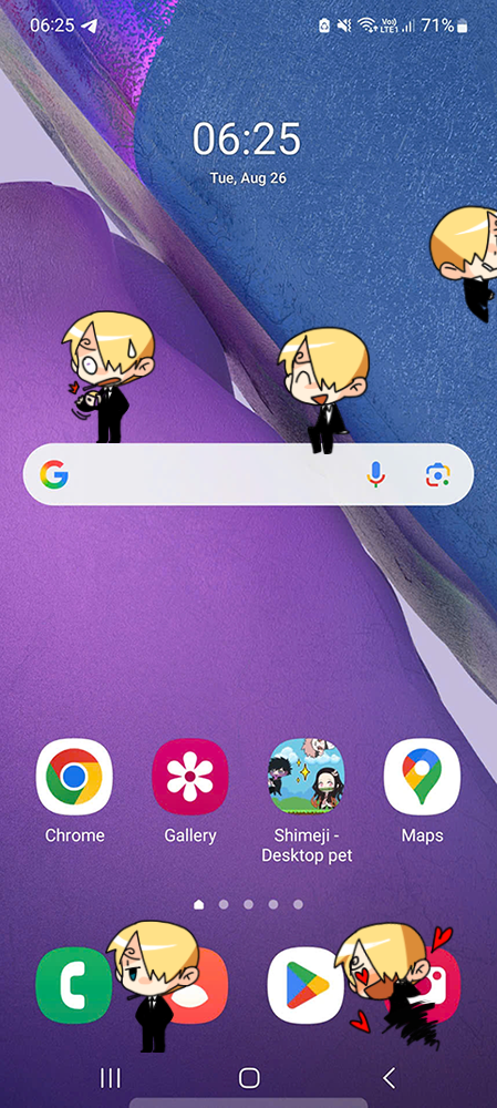 Sanji Shimeji on Mobile