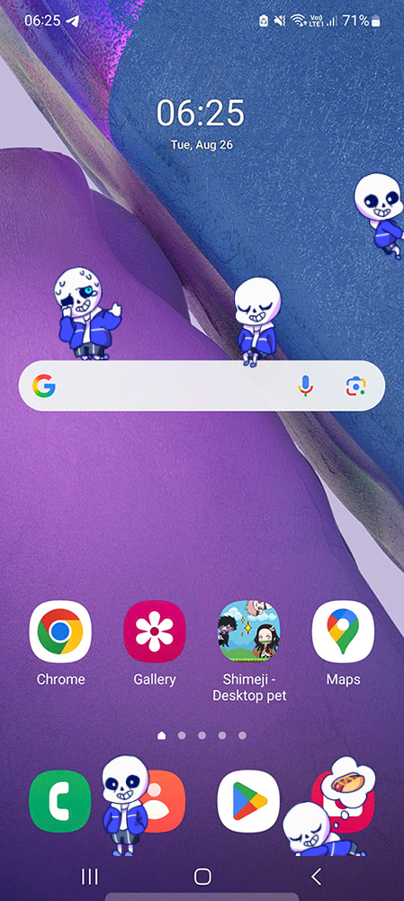 Sans Shimeji on Mobile