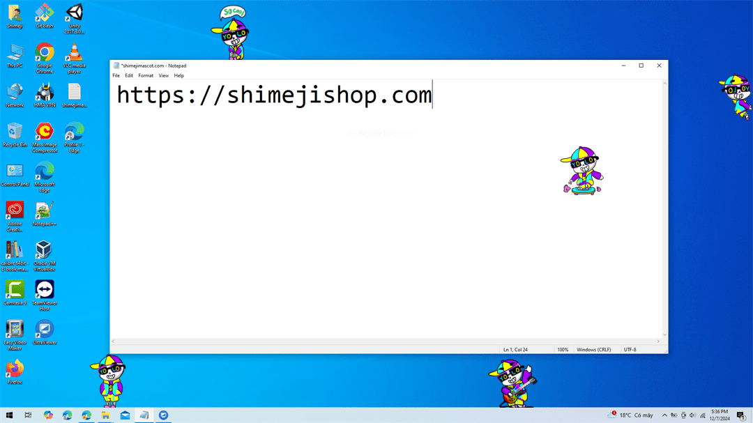 Sansy Fresh Shimeji on Desktop