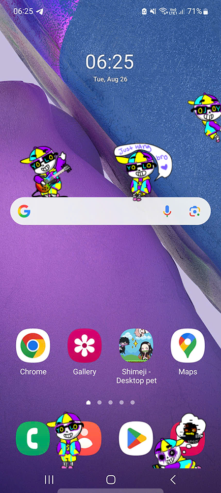 Sansy Fresh Shimeji on Mobile