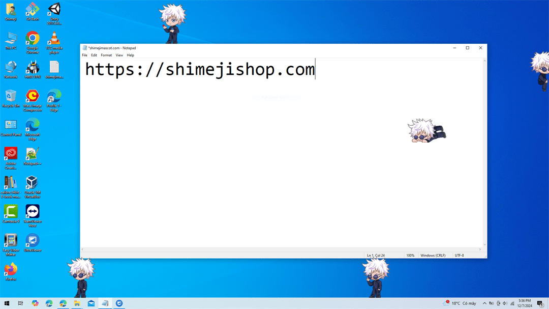 Satoru Gojo Shimeji on Desktop