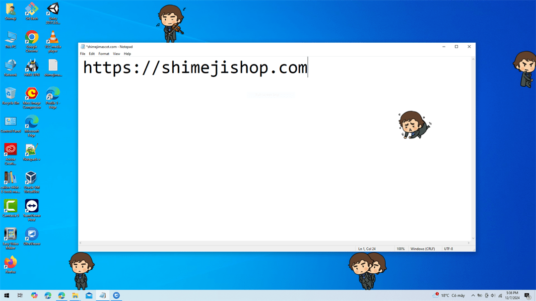 Sherlock Shimeji on Desktop