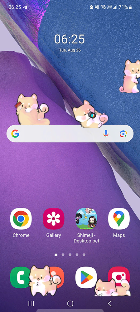Shibeji Shimeji on Mobile