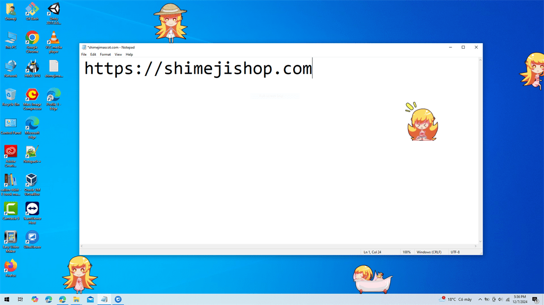Shinobu Shimeji on Desktop