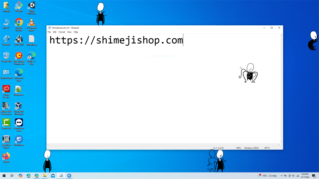 Slenderman Shimeji on Desktop