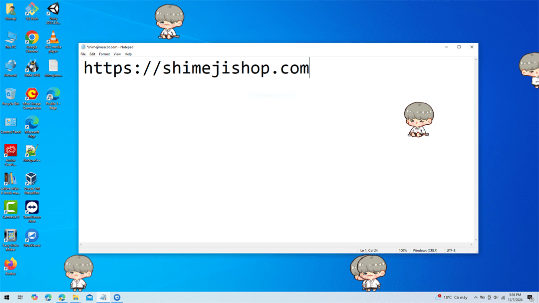 Suga Shimeji on Desktop