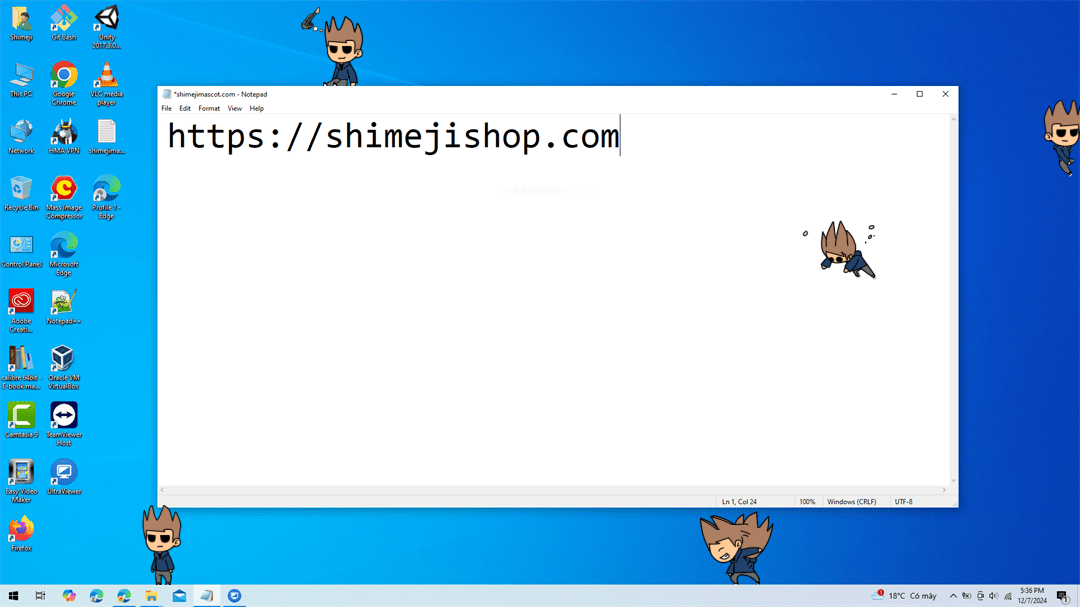 Tom Shimeji on Desktop