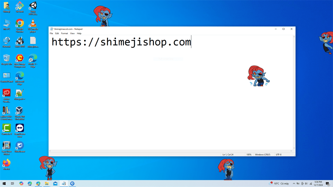 Undyne Shimeji on Desktop
