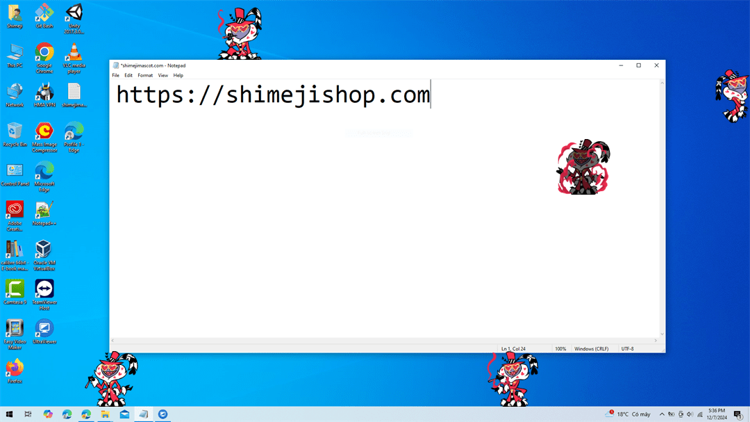 Valentino Shimeji on Desktop