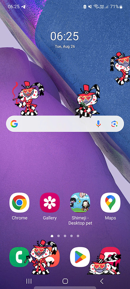 Valentino Shimeji on Mobile
