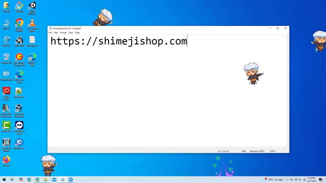 Valkyrie Shimeji on Desktop