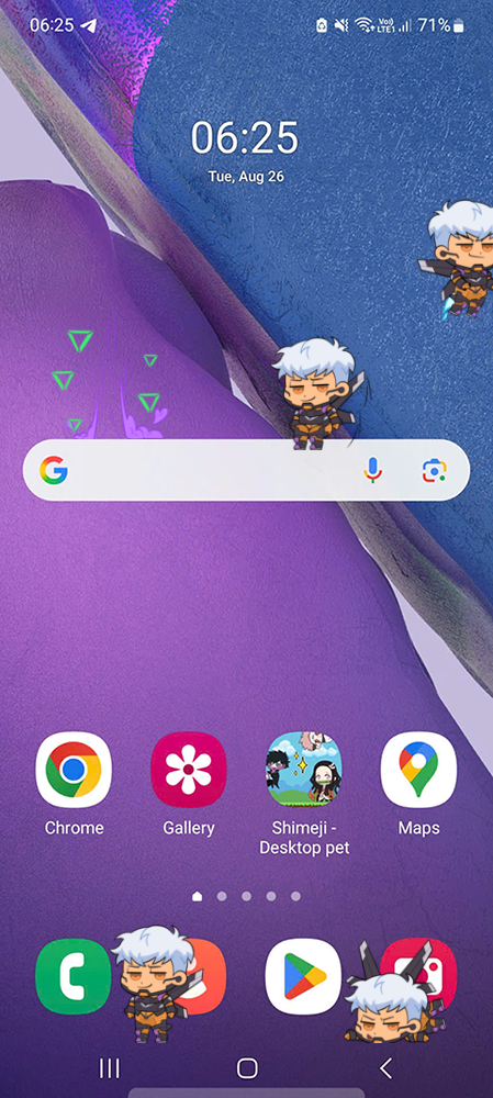 Valkyrie Shimeji on Mobile