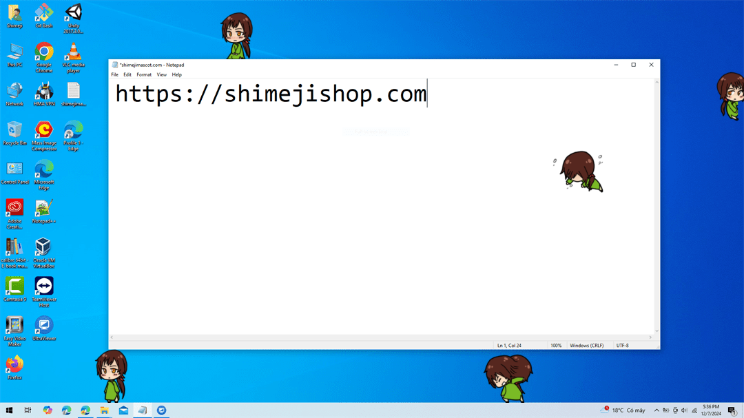 Vietnam Shimeji on Desktop