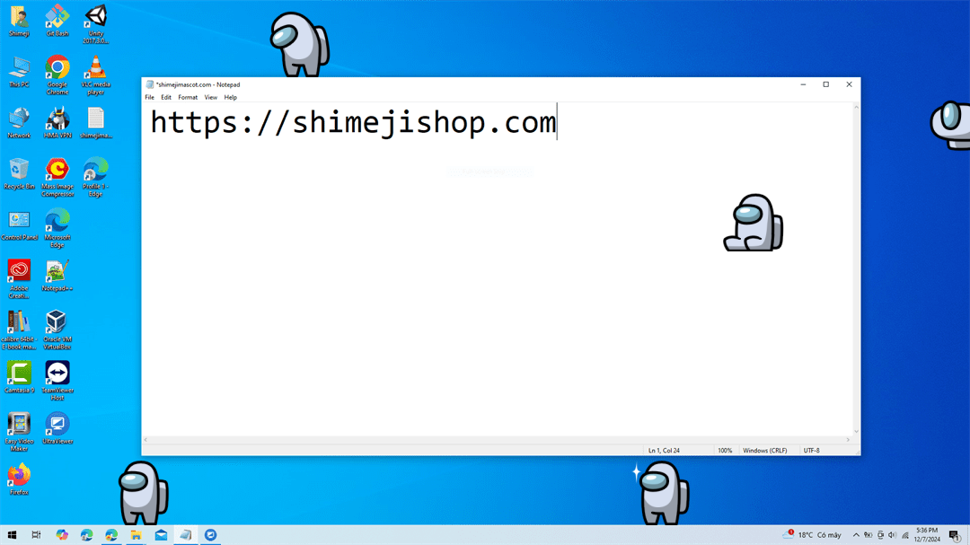 White Shimeji on Desktop