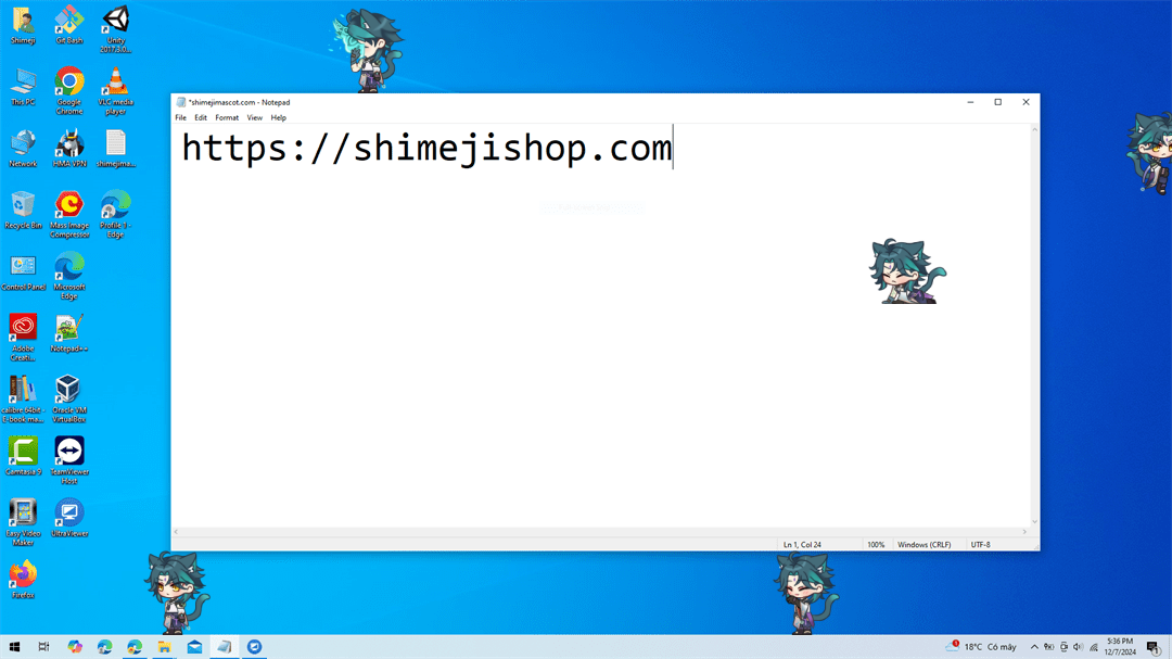 Xiao Catboy Shimeji on Desktop