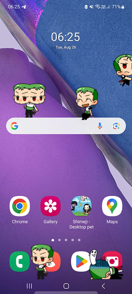 Zoro Shimeji on Mobile