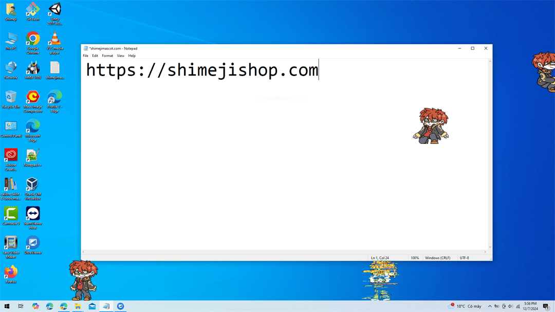 707 Shimeji on Desktop