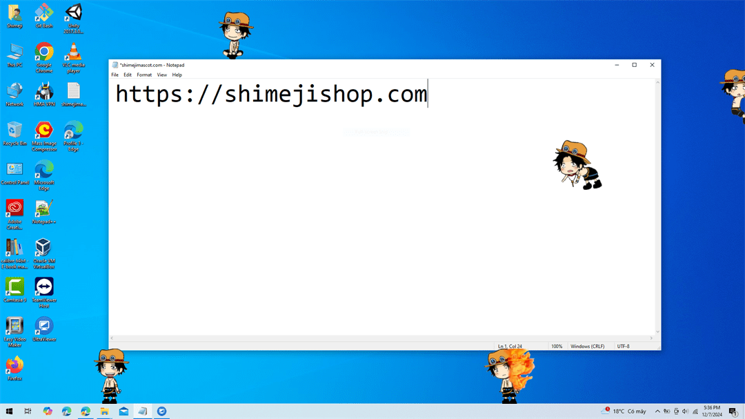 Ace Shimeji on Desktop