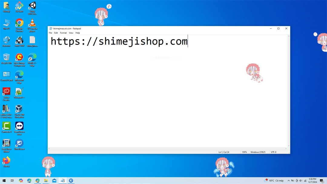Akaza Shimeji on Desktop