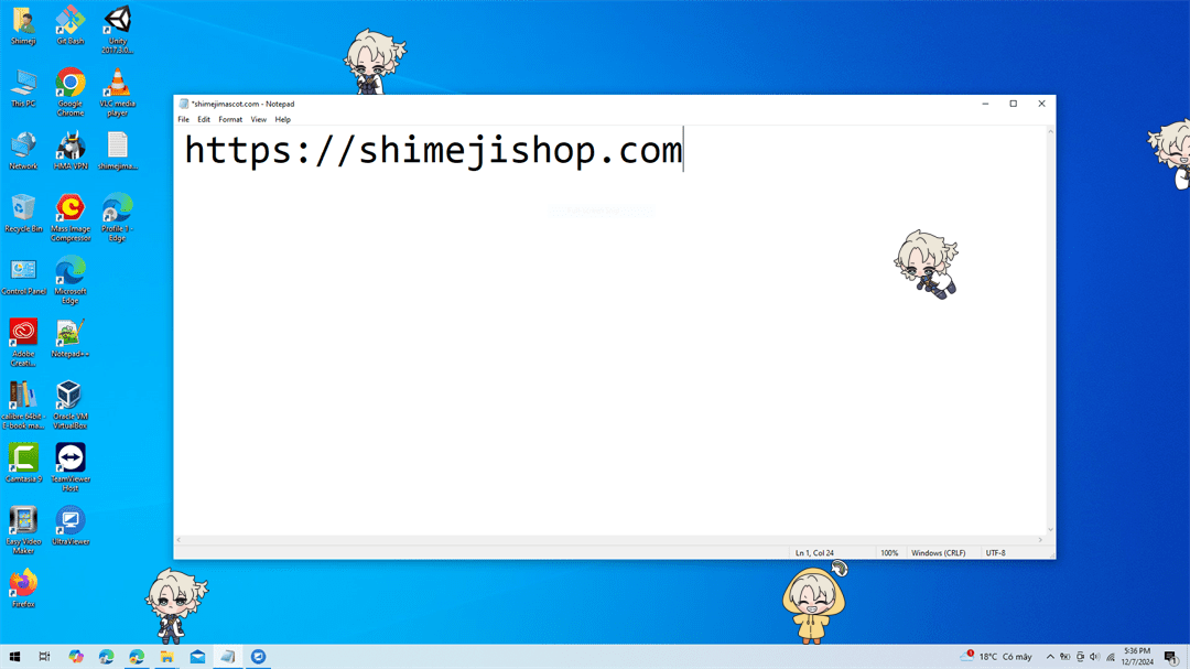 Albedo Shimeji on Desktop