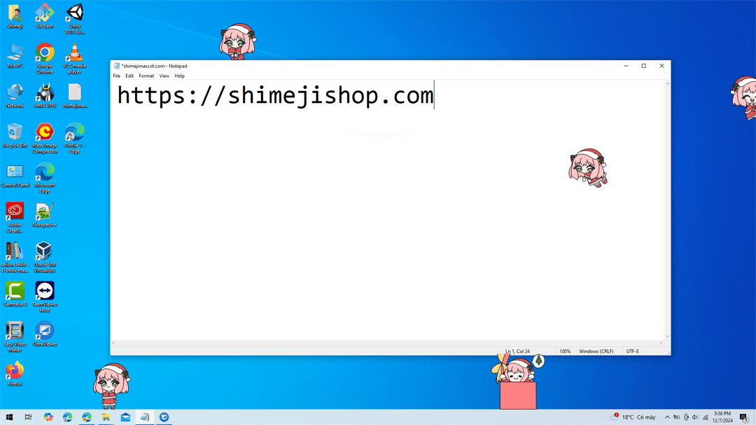Anya Forger Christmas Shimeji on Desktop