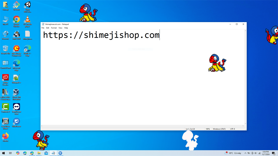 Archen Shimeji on Desktop