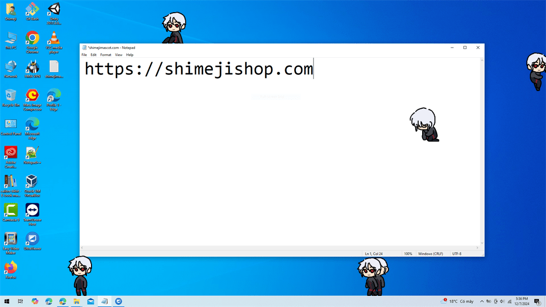 Ariane Shimeji on Desktop