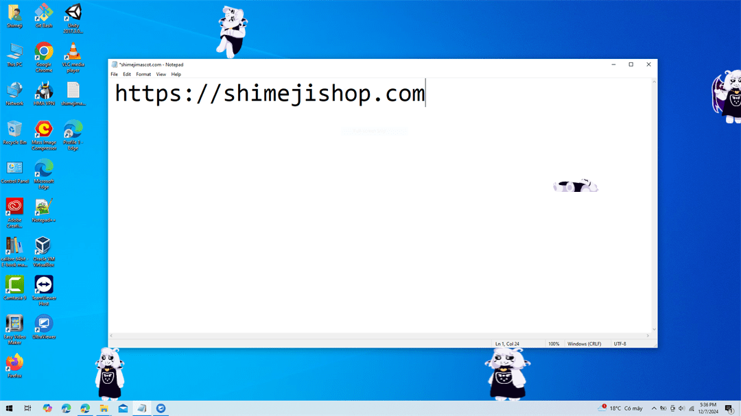 Asriel Shimeji on Desktop