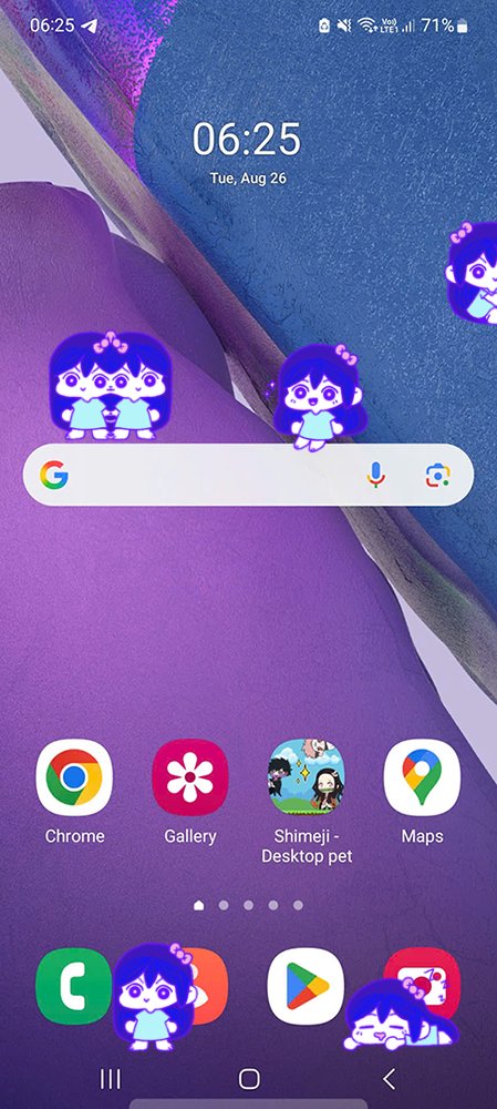 Aubrey Shimeji on Mobile