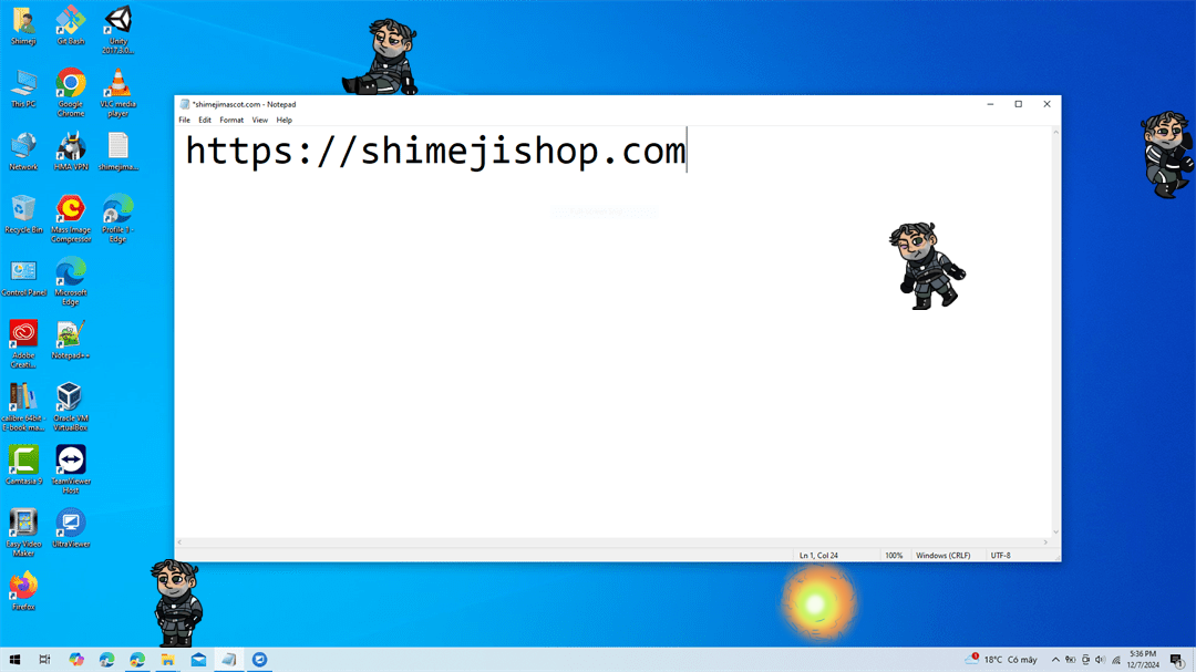 Barney Shimeji on Desktop