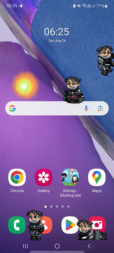 Barney Shimeji on Mobile
