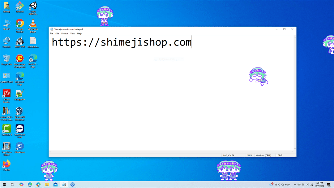 Basil Shimeji on Desktop