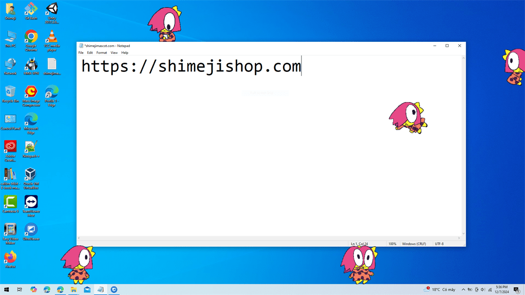 BB Shimeji on Desktop