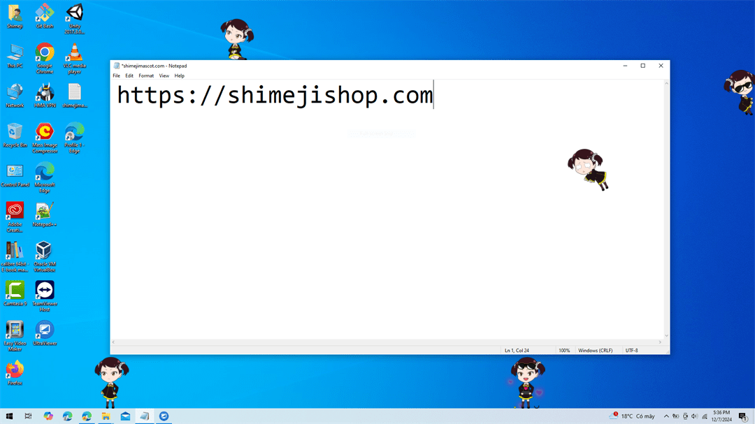 Becky Blackbell Shimeji on Desktop