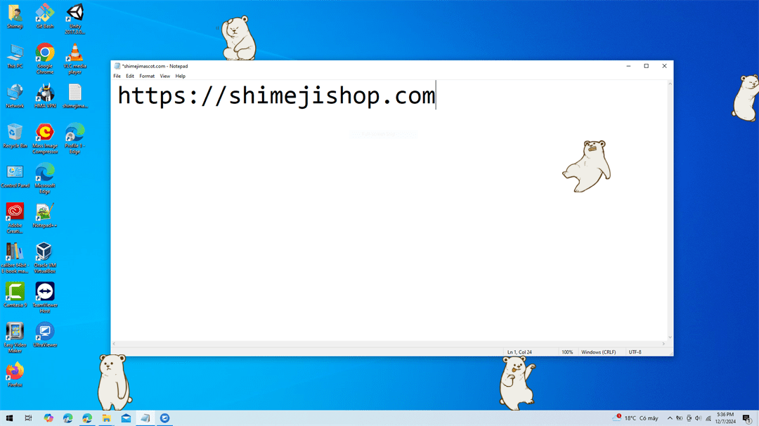 Bepo Shimeji on Desktop