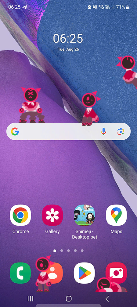 Blixer Shimeji on Mobile