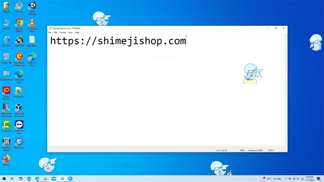 Blue eyes Shimeji on Desktop