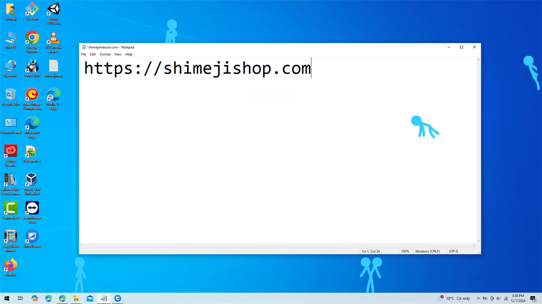 Blue Shimeji on Desktop